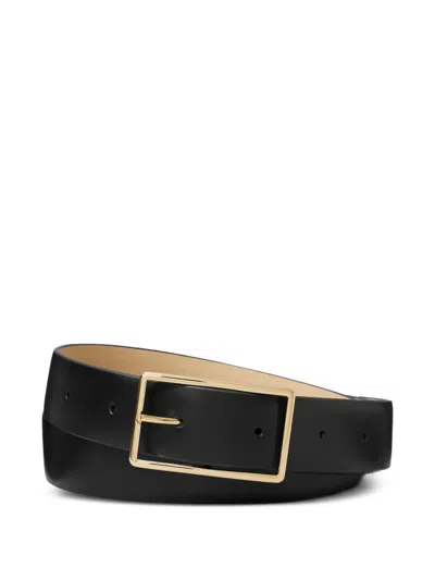 Tory Burch Roller Buckle Leather Belt In Black