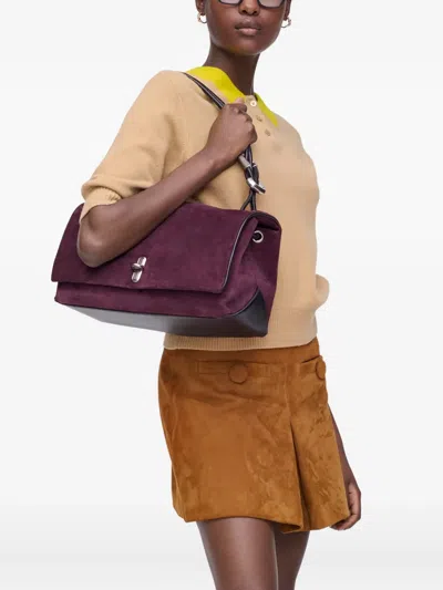 Marc Jacobs Rectangular Suede Shoulder Bag With Adjustable Strap In Red