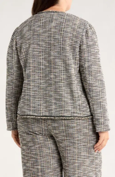 Lyssé Lysse Collarless Stretch Tweed Jacket In Gray