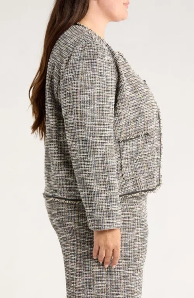 Lyssé Lysse Collarless Stretch Tweed Jacket In Gray