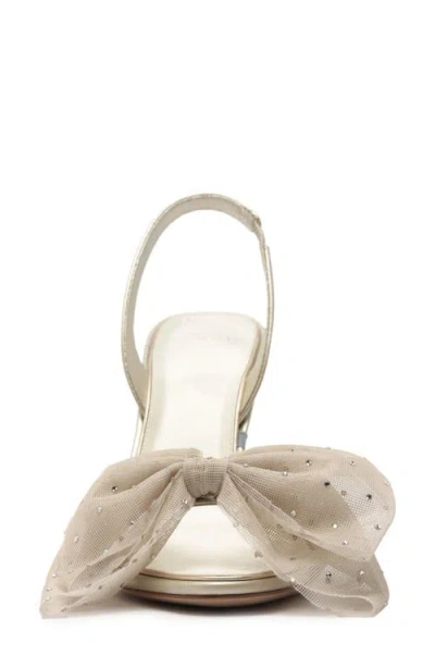 Alexandre Birman Isabelle Crystal Embellished Bow Slingback Sandal In Neutral