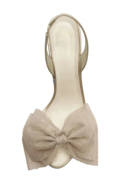 Alexandre Birman Isabelle Crystal Embellished Bow Slingback Sandal In Neutral