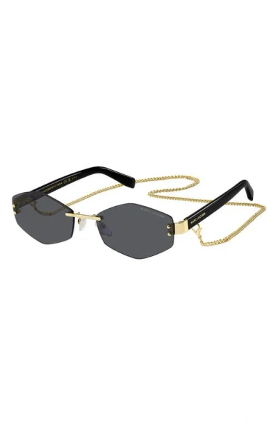 Marc Jacobs Geometric-frame Chain-strap Sunglasses In Gold