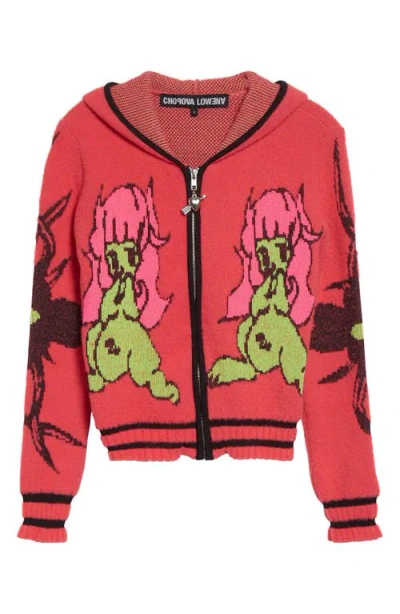 Chopova Lowena My Name Is Tiny Jacquard Hooded Zip Cardigan In Multi