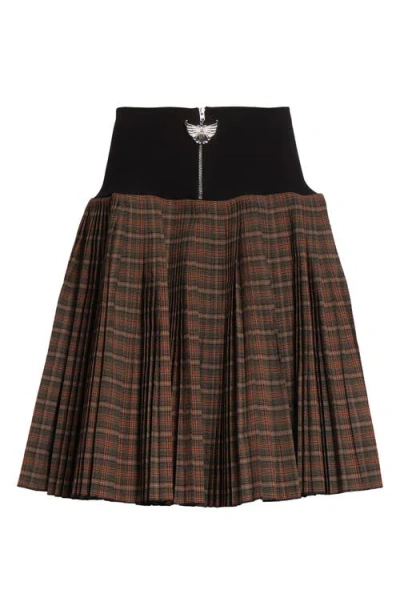 Chopova Lowena Brown Fret Black Knitted Pleated Knee Midi Skirt In Multi