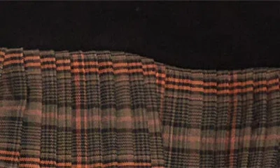 Chopova Lowena Brown Fret Black Knitted Pleated Knee Midi Skirt In Multi