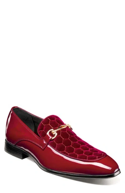 Stacy Adams Sprague Quilted Vamp Loafer In Burgundy