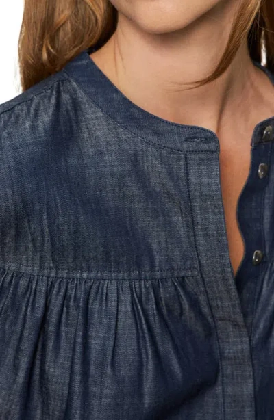 Sanctuary Personal Best Shirred Button-up Shirt In Blue