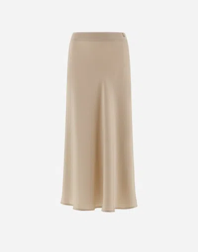 Herno Chantilly Midi Skirt With Elasticized Waistband In Neutral