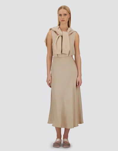 Herno Chantilly Midi Skirt With Elasticized Waistband In Neutral