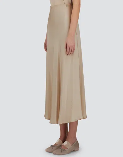 Herno Chantilly Midi Skirt With Elasticized Waistband In Neutral