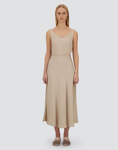 Herno Chantilly Midi Skirt With Elasticized Waistband In Neutral