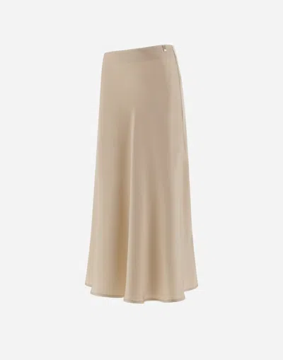 Herno Chantilly Midi Skirt With Elasticized Waistband In Neutral
