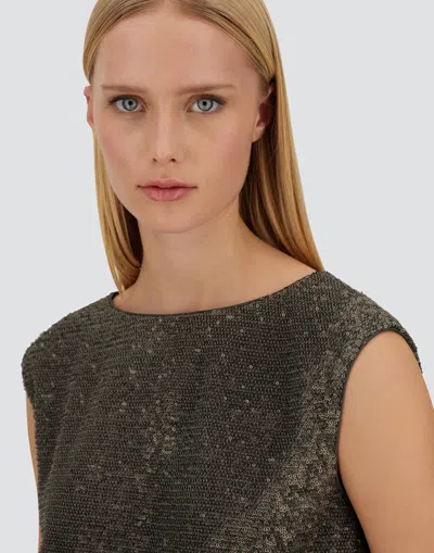 Herno Sequin-embellished Drawstring Top In Green