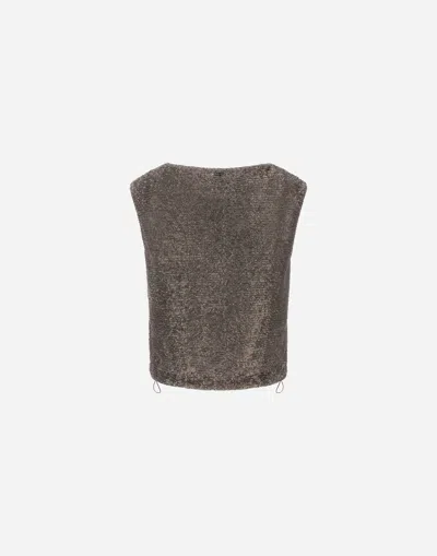 Herno Sequin-embellished Drawstring Top In Green