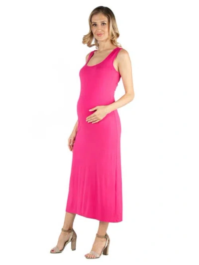 24seven Comfort Apparel Plus Size Racerback Maxi Dress In Pink