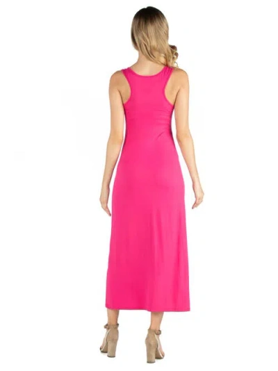 24seven Comfort Apparel Plus Size Racerback Maxi Dress In Pink