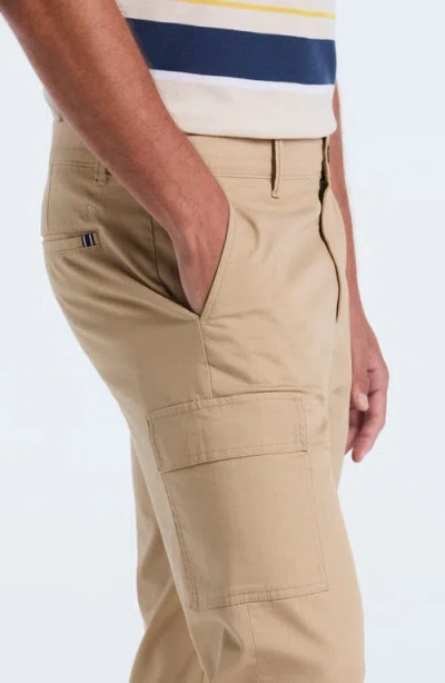 Original Penguin Stretch Cotton Blend Herringbone Straight Leg Cargo Pants In Gold