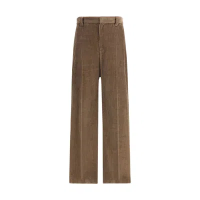 Brunello Cucinelli Women Fluid Corduroy Sartorial Track Trousers With Jewellery