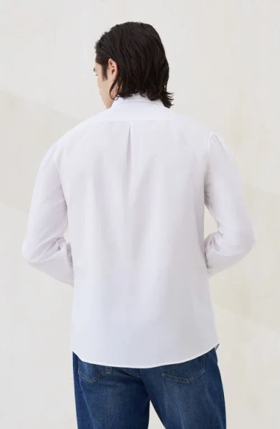 Brunello Cucinelli Men Basic Fit Twill Shirt With Button-down Collar In White
