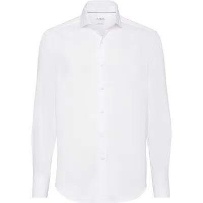 Brunello Cucinelli Cotton Twill Button-down Shirt In White