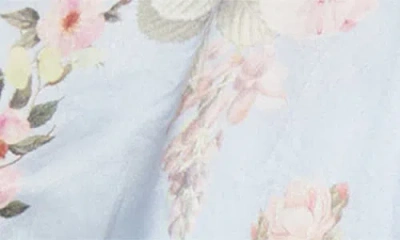 Camilla Tiled In Time Button Front Long Sleeve Silk Minidress In Blue