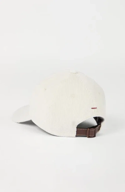 Brunello Cucinelli Men Comfortable Cotton And Cashmere Corduroy Baseball Cap With Embroidered Logo In Yellow