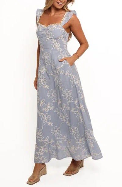 Petal And Pup Petal & Pup Ellise Lace Trim Soutache Midi Sundress In Blue