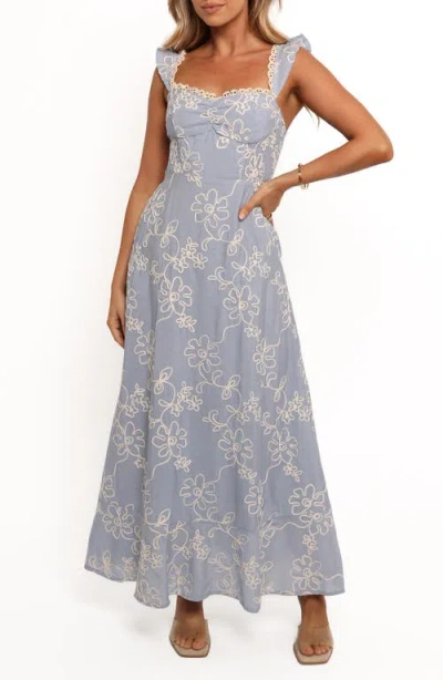 Petal And Pup Petal & Pup Ellise Lace Trim Soutache Midi Sundress In Blue