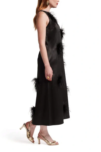 Frances Valentine Francesca Feather Maxi Dress In Black In Black