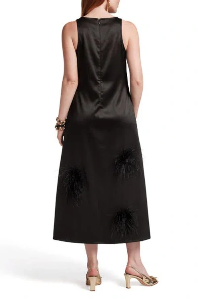Frances Valentine Francesca Feather Maxi Dress In Black In Black
