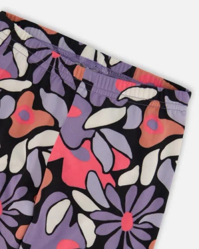 Deux Par Deux Stretch Jersey Leggings Retro Flower In Multi