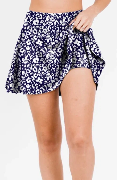 Calypsa Women's High Waisted Flowy Swim Skirt With Shorts In Blue