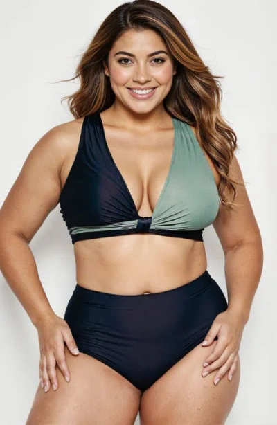 Calypsa Emery 2-piece Wrap Style Swim Set With Reversible Top And High-waisted Bottom In Multi