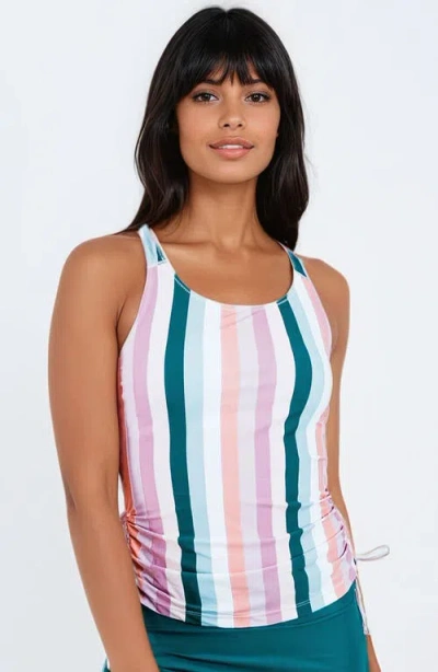 Calypsa Maya Tankini Swim Top With Removable Cups In Multi