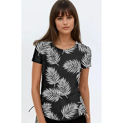 Calypsa Plus Size Short Sleeve Adele Swim Top In Black