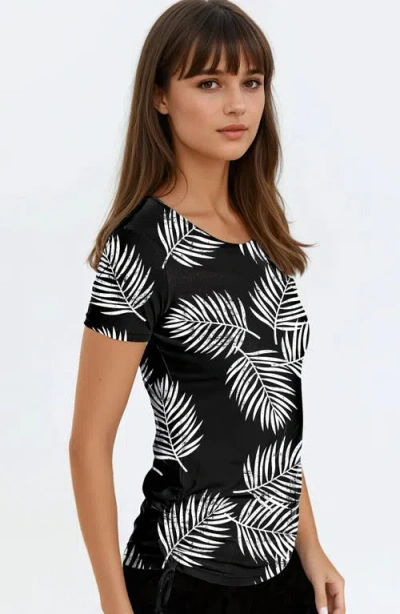 Calypsa Plus Size Short Sleeve Adele Swim Top In Black