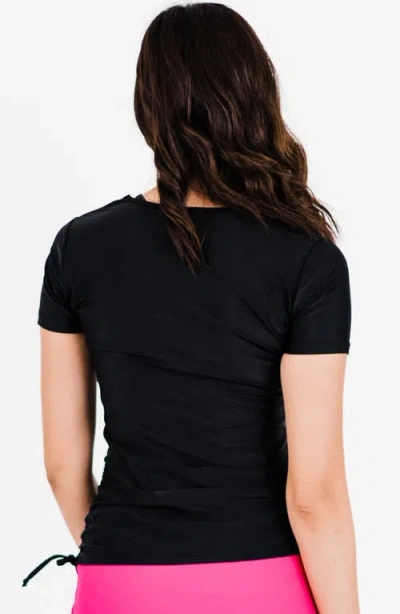 Calypsa Short Sleeve Adele Swim Top In Black