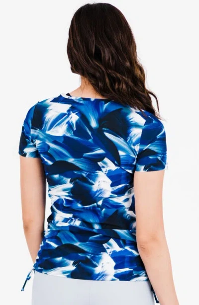 Calypsa Short Sleeve Adele Swim Top In Blue