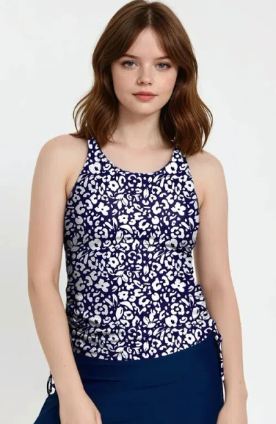 Calypsa Maya Tankini Swim Top With Removable Cups In Blue