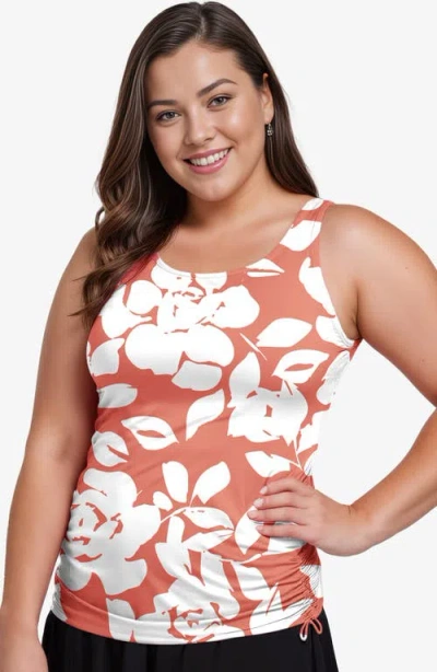 Calypsa Plus Size Maya Tankini Swim Top With Removable Cups In Brown