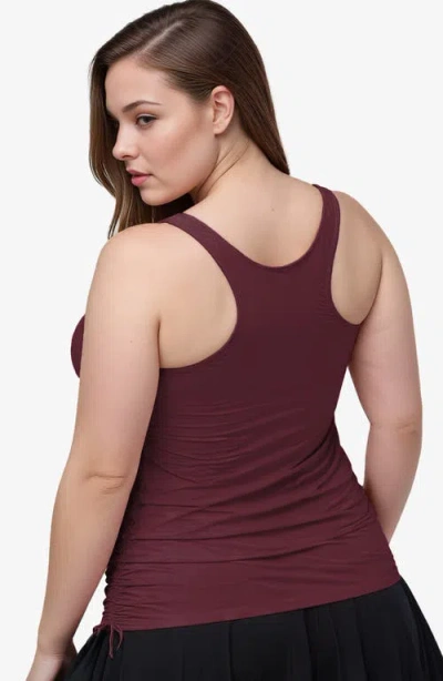 Calypsa Plus Size Maya Tankini Swim Top With Built-in Bra In Brown