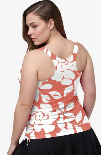 Calypsa Plus Size Maya Tankini Swim Top With Removable Cups In Brown