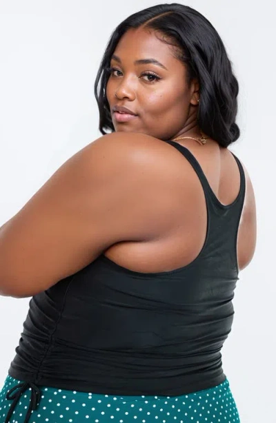 Calypsa Plus Size Maya Tankini Swim Top With Removable Cups In Black