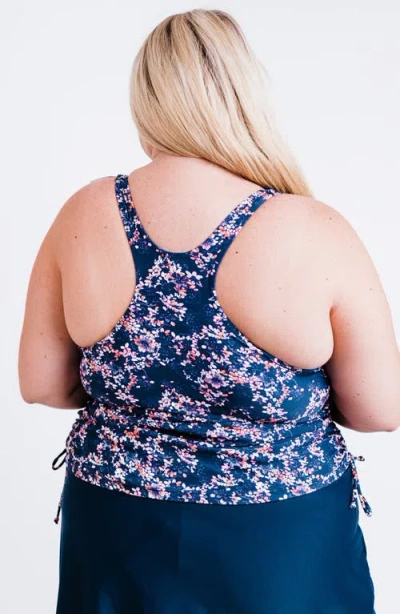 Calypsa Plus Size Maya Tankini Swim Top With Removable Cups In Multi