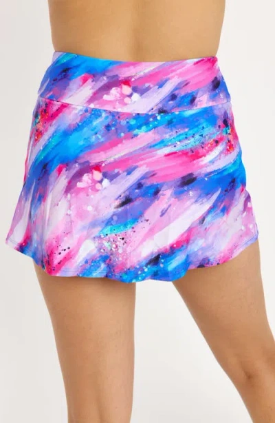 Calypsa Short Swim Skort With Shorts In Multi