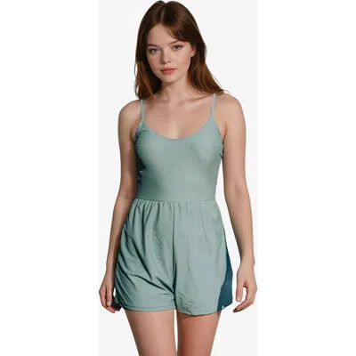 Calysa Ivy Short Swim Romper With Built-in Bra And Hidden Shorts In Green