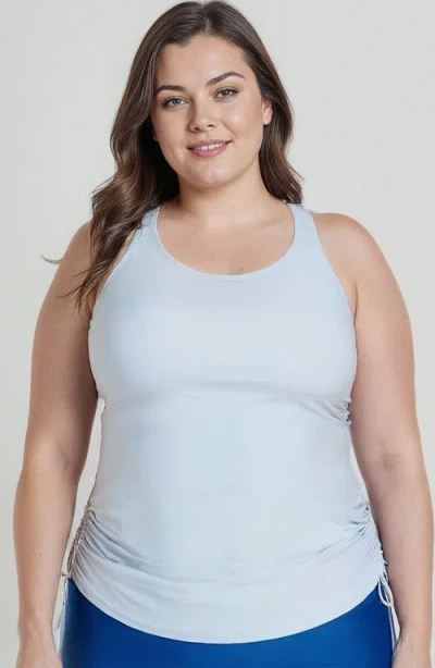 Calypsa Plus Size Maya Tankini Swim Top With Built-in Bra In White