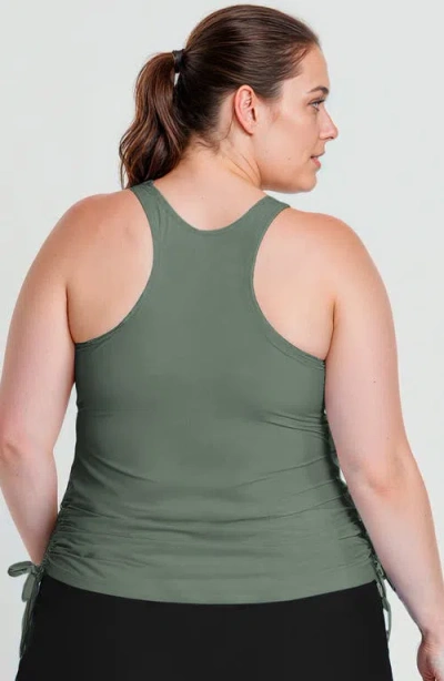 Calypsa Plus Size Maya Tankini Swim Top With Removable Cups In Green