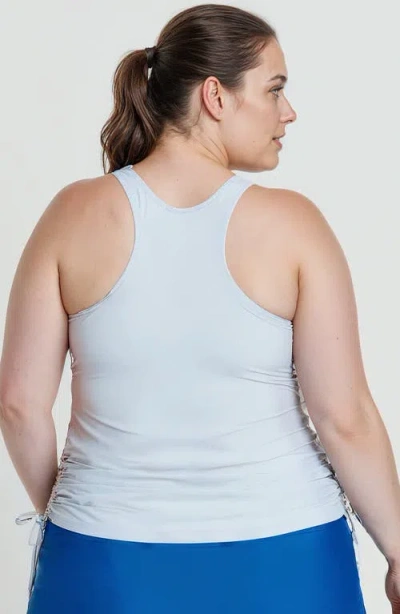 Calypsa Plus Size Maya Tankini Swim Top With Built-in Bra In White